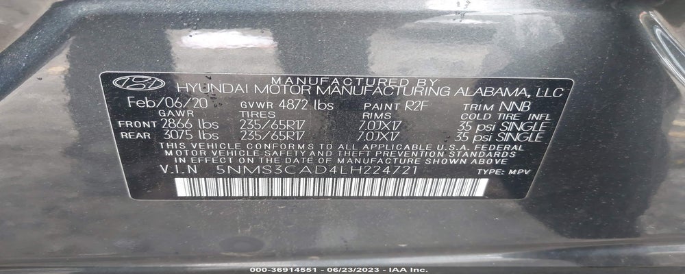 5NMS3CAD4LH224721 2020 HYUNDAI SANTA FE photo no. 9