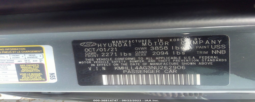 KMHLL4AG3NU262906 2022 HYUNDAI ELANTRA photo no. 9