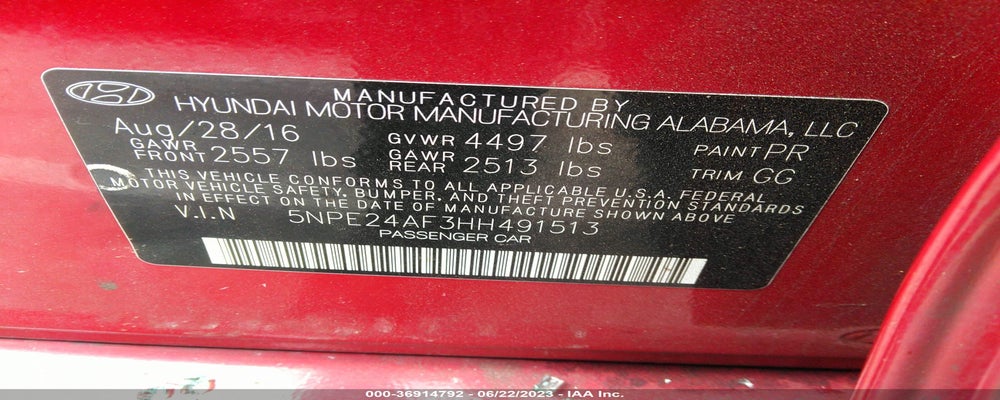 5NPE24AF3HH491513 2017 HYUNDAI SONATA photo no. 9