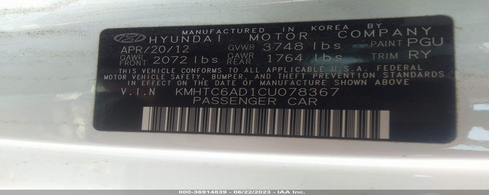 KMHTC6AD1CU078367 2012 HYUNDAI VELOSTER photo no. 9
