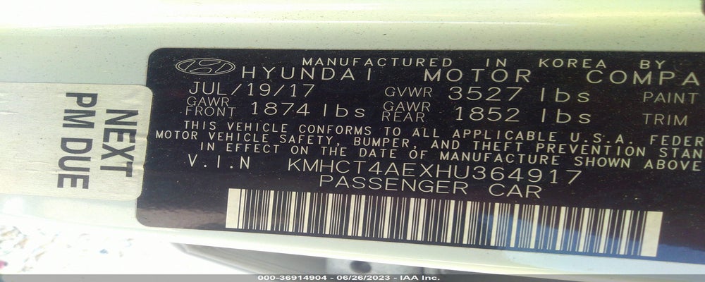 KMHCT4AEXHU364917 2017 HYUNDAI ACCENT photo no. 9