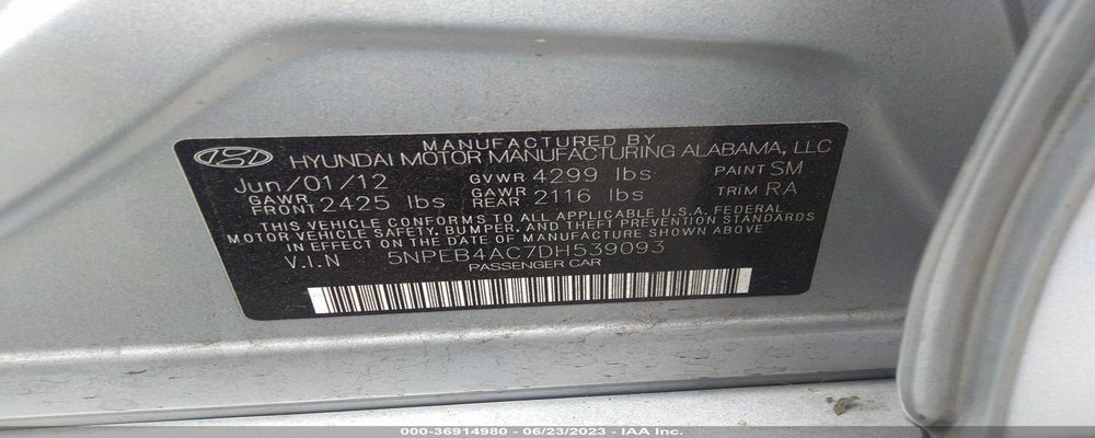 5NPEB4AC7DH539093 2013 HYUNDAI SONATA photo no. 9