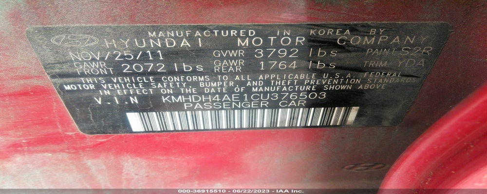 KMHDH4AE1CU376503 2012 HYUNDAI ELANTRA photo no. 9
