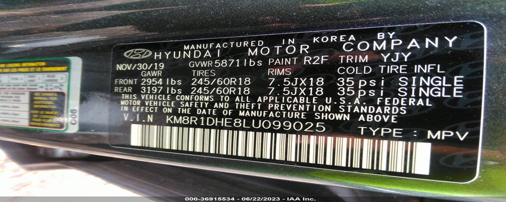 KM8R1DHE8LU099025 2020 HYUNDAI PALISADE photo no. 9