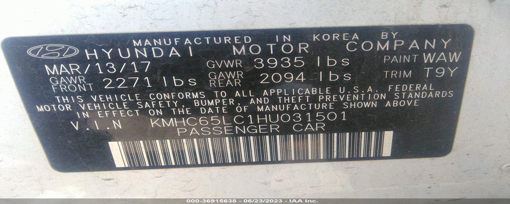 KMHC65LC1HU031501 2017 HYUNDAI IONIQ HYBRID photo no. 9