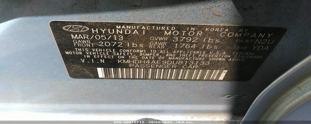 KMHDH4AE9DU813133 2013 HYUNDAI ELANTRA photo no. 9