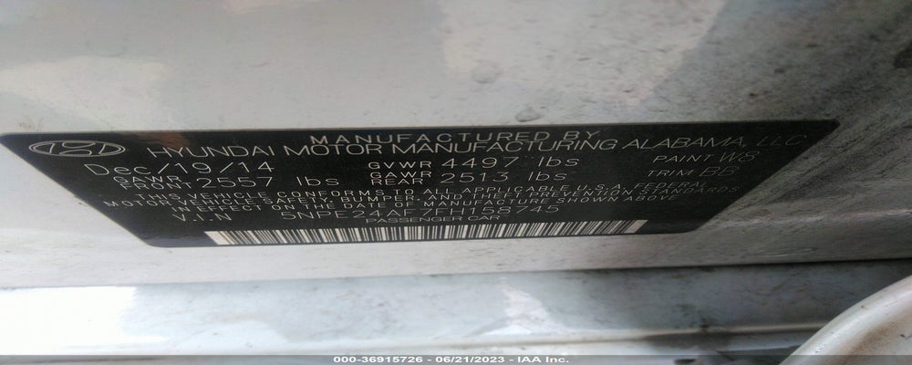 5NPE24AF7FH158745 2015 HYUNDAI SONATA photo no. 9