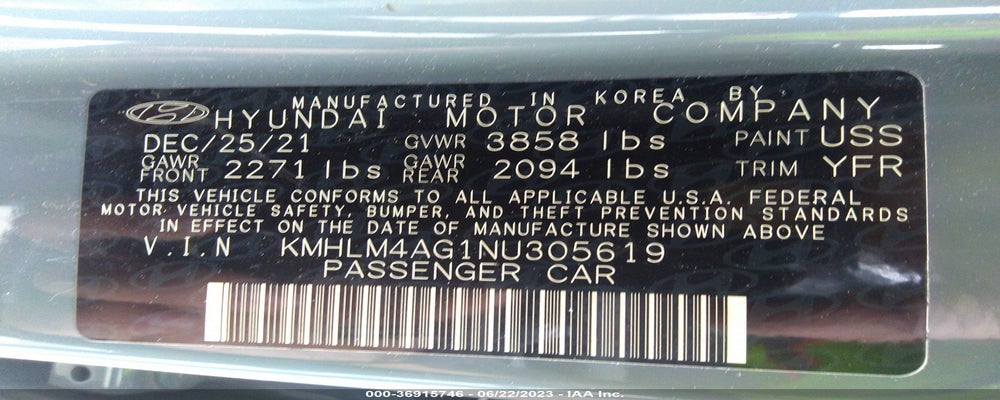 KMHLM4AG1NU305619 2022 HYUNDAI ELANTRA photo no. 9