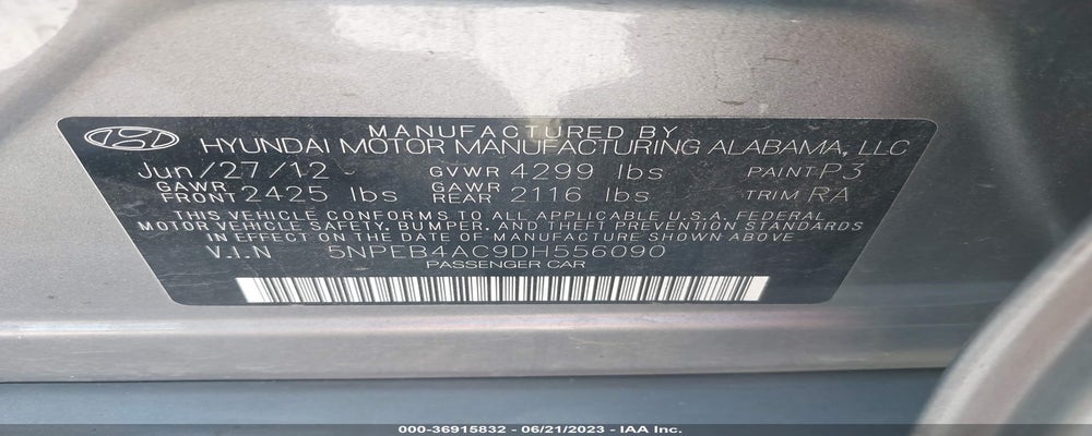 5NPEB4AC9DH556090 2013 HYUNDAI SONATA photo no. 9