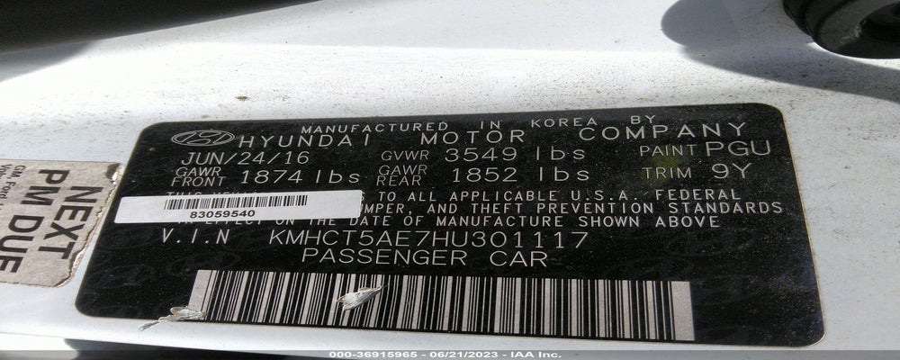 KMHCT5AE7HU301117 2017 HYUNDAI ACCENT photo no. 9