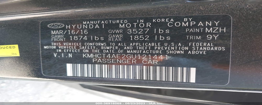 KMHCT4AE2GU121441 2016 HYUNDAI ACCENT photo no. 9