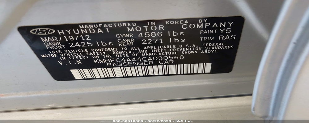 KMHEC4A44CA030568 2012 HYUNDAI SONATA photo no. 9