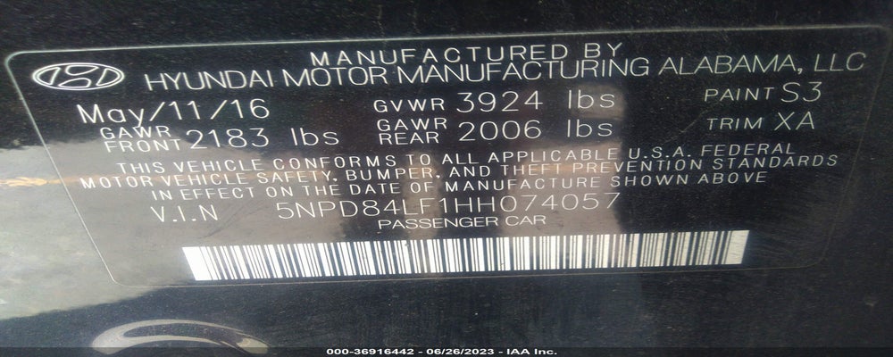 5NPD84LF1HH074057 2017 HYUNDAI ELANTRA photo no. 9