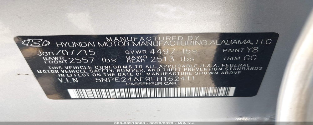 5NPE24AF9FH162411 2015 HYUNDAI SONATA photo no. 9
