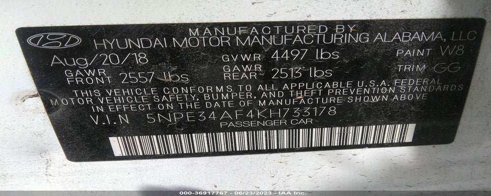 5NPE34AF4KH733178 2019 HYUNDAI SONATA photo no. 9