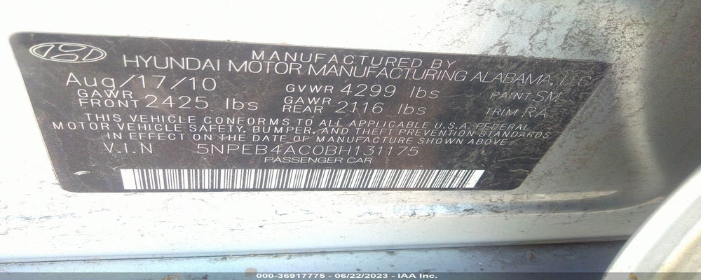 5NPEB4AC0BH131175 2011 HYUNDAI SONATA photo no. 9