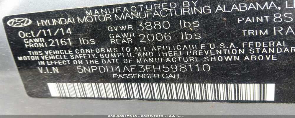 5NPDH4AE3FH598110 2015 HYUNDAI ELANTRA photo no. 9