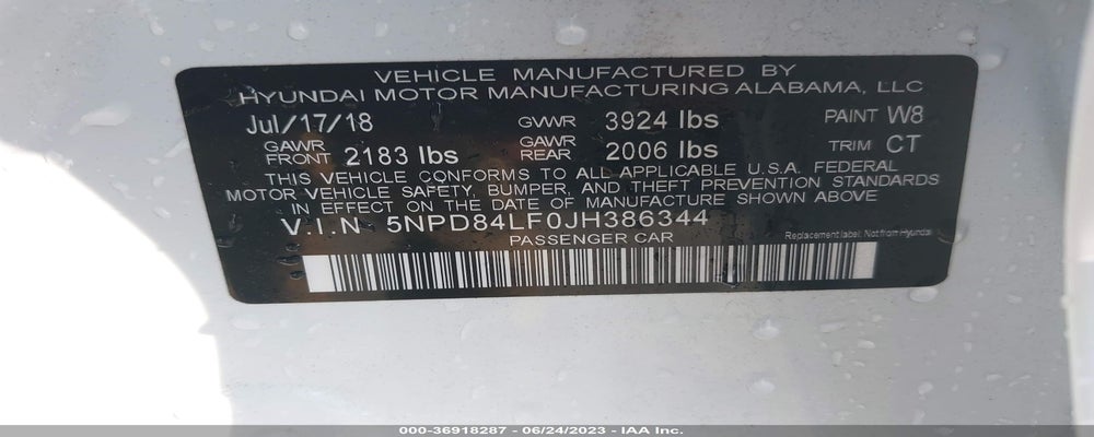 5NPD84LF0JH386344 2018 HYUNDAI ELANTRA photo no. 9