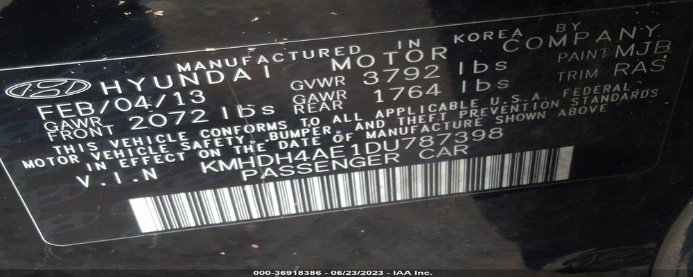 KMHDH4AE1DU787398 2013 HYUNDAI ELANTRA photo no. 9
