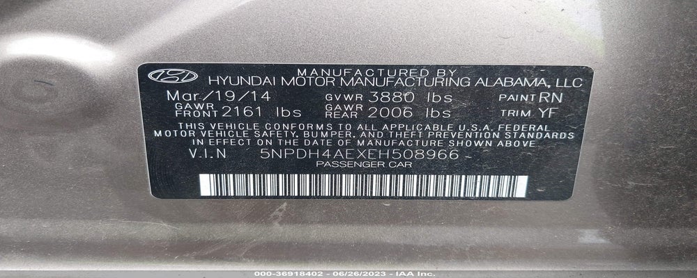5NPDH4AEXEH508966 2014 HYUNDAI ELANTRA photo no. 9