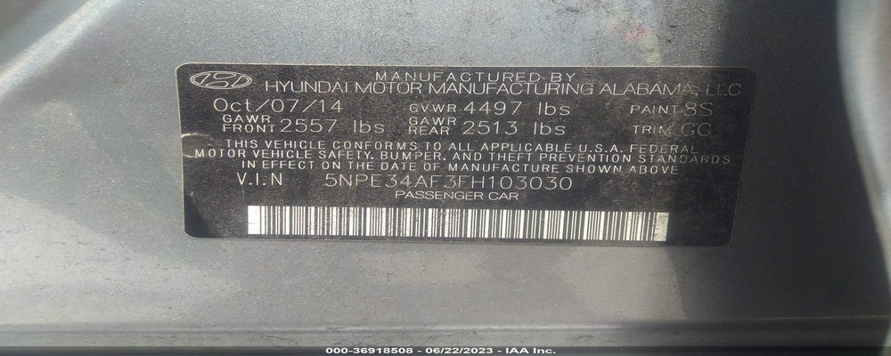5NPE34AF3FH103030 2015 HYUNDAI SONATA photo no. 9