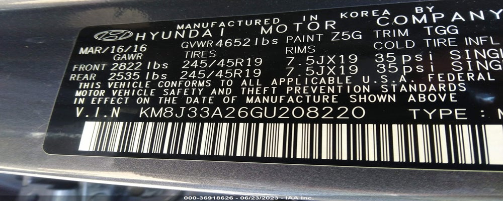KM8J33A26GU208220 2016 HYUNDAI TUCSON photo no. 9