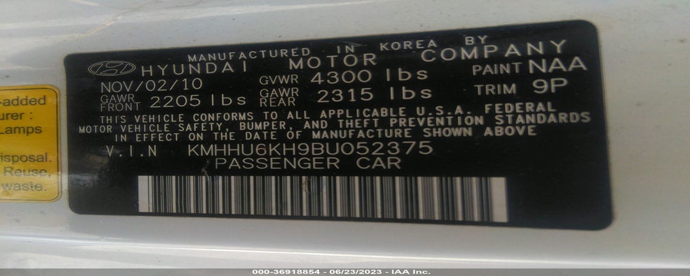 KMHHU6KH9BU052375 2011 HYUNDAI GENESIS COUPE photo no. 9