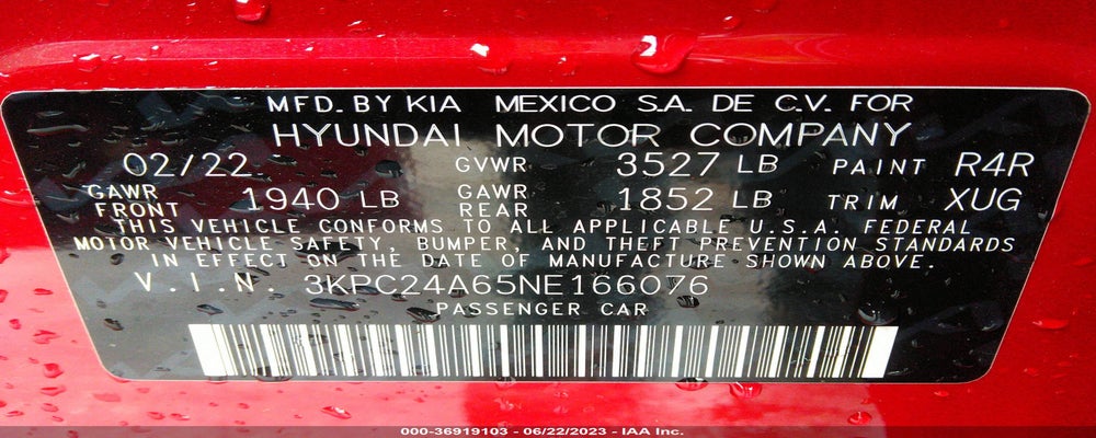 3KPC24A65NE166076 2022 HYUNDAI ACCENT photo no. 9