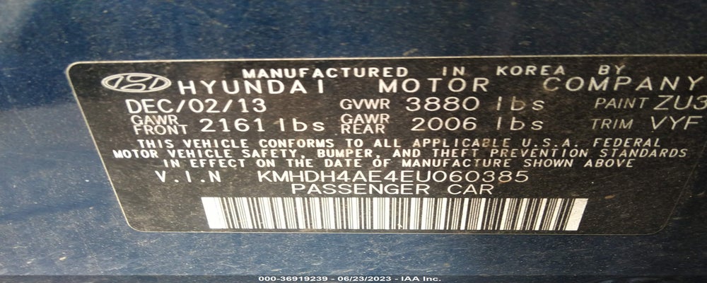 KMHDH4AE4EU060385 2014 HYUNDAI ELANTRA photo no. 9