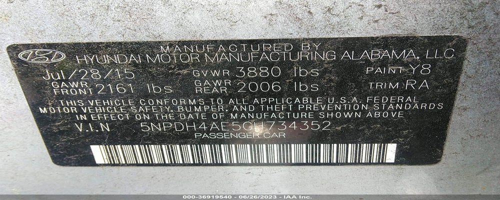 5NPDH4AE5GH734352 2016 HYUNDAI ELANTRA photo no. 9