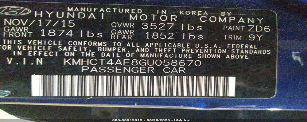 KMHCT4AE8GU058670 2016 HYUNDAI ACCENT photo no. 9