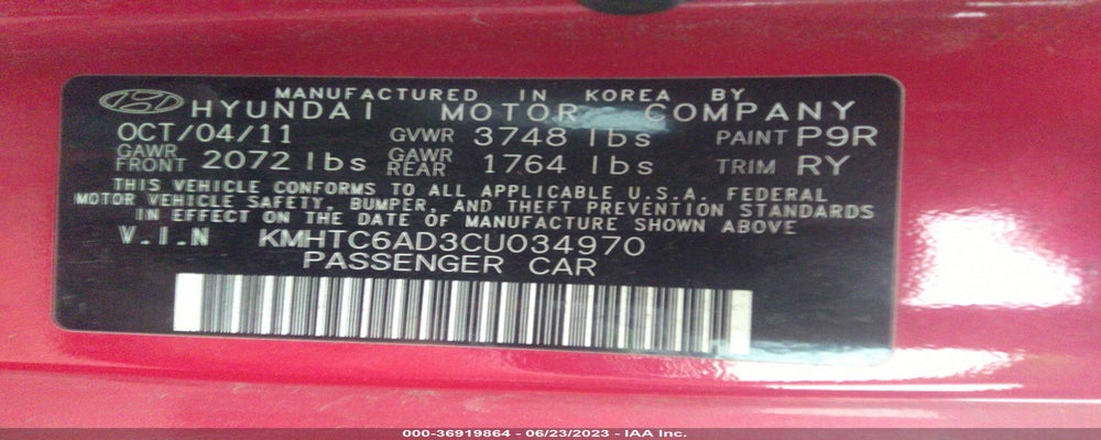 KMHTC6AD3CU034970 2012 HYUNDAI VELOSTER photo no. 9