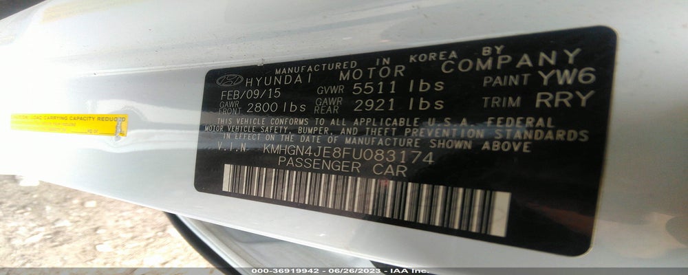 KMHGN4JE8FU083174 2015 HYUNDAI GENESIS photo no. 9