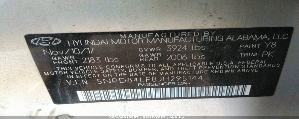 5NPD84LF8JH295144 2018 HYUNDAI ELANTRA photo no. 9