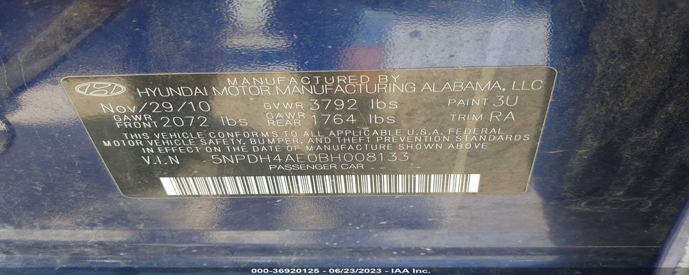 5NPDH4AE0BH008133 2011 HYUNDAI ELANTRA photo no. 9