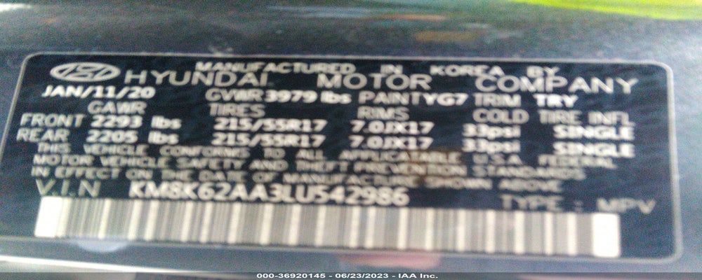 KM8K62AA3LU542986 2020 HYUNDAI KONA photo no. 9
