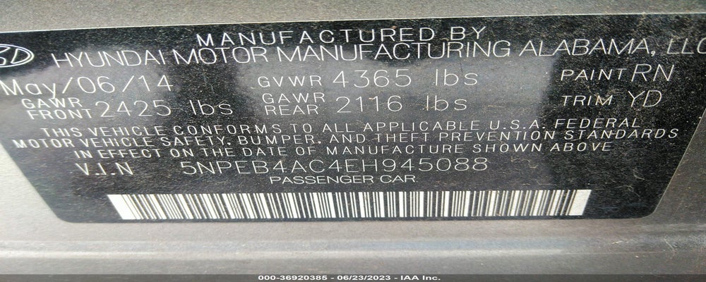 5NPEB4AC4EH945088 2014 HYUNDAI SONATA photo no. 9