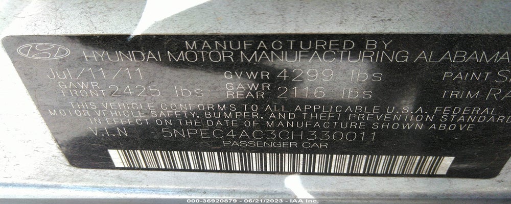 5NPEC4AC3CH330011 2012 HYUNDAI SONATA photo no. 9