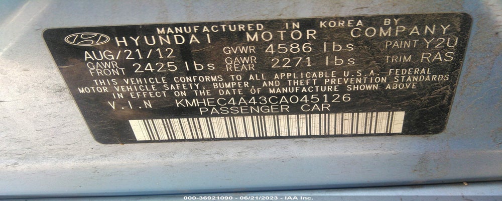 KMHEC4A43CA045126 2012 HYUNDAI SONATA photo no. 9