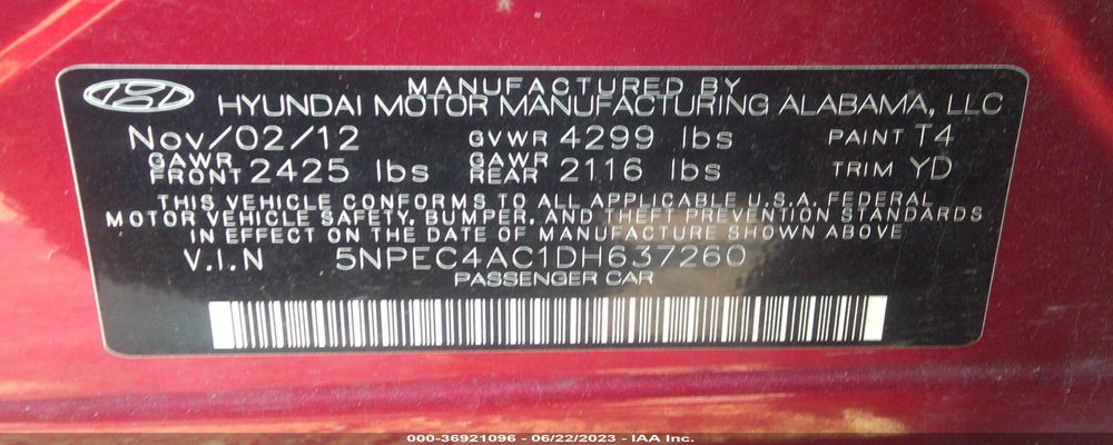 5NPEC4AC1DH637260 2013 HYUNDAI SONATA photo no. 9