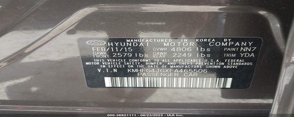 KMHFG4JGXFA465506 2015 HYUNDAI AZERA photo no. 9