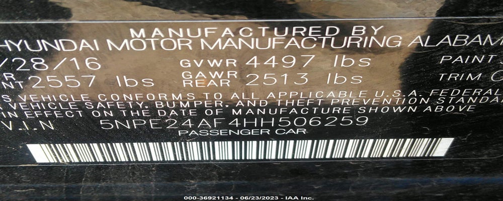 5NPE24AF4HH506259 2017 HYUNDAI SONATA photo no. 9