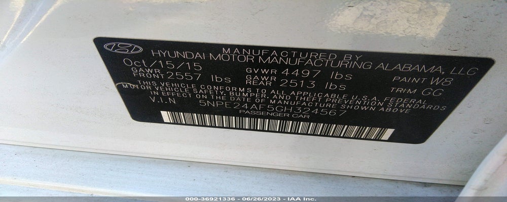 5NPE24AF5GH324567 2016 HYUNDAI SONATA photo no. 9