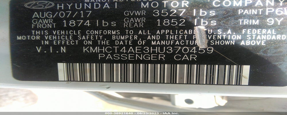 KMHCT4AE3HU370459 2017 HYUNDAI ACCENT photo no. 9