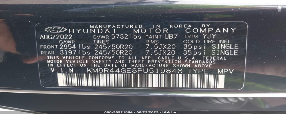 KM8R44GE8PU519848 2023 HYUNDAI PALISADE photo no. 9