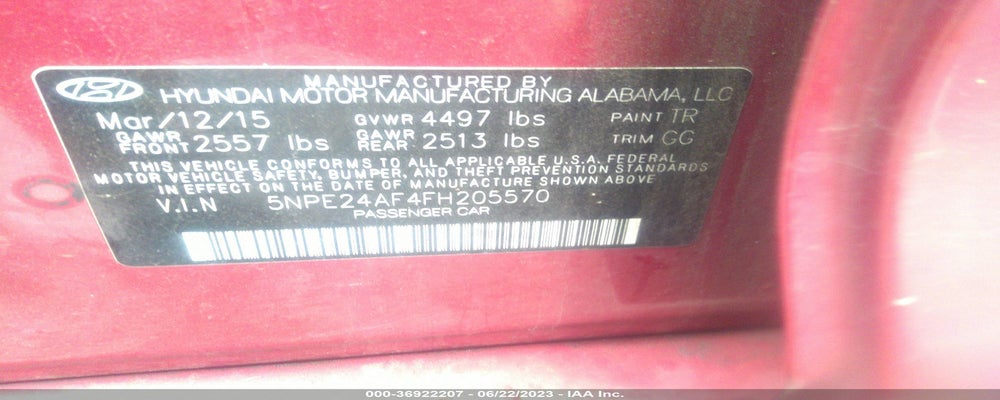 5NPE24AF4FH205570 2015 HYUNDAI SONATA photo no. 9