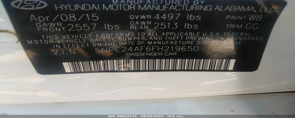 5NPE24AF6FH219650 2015 HYUNDAI SONATA photo no. 9