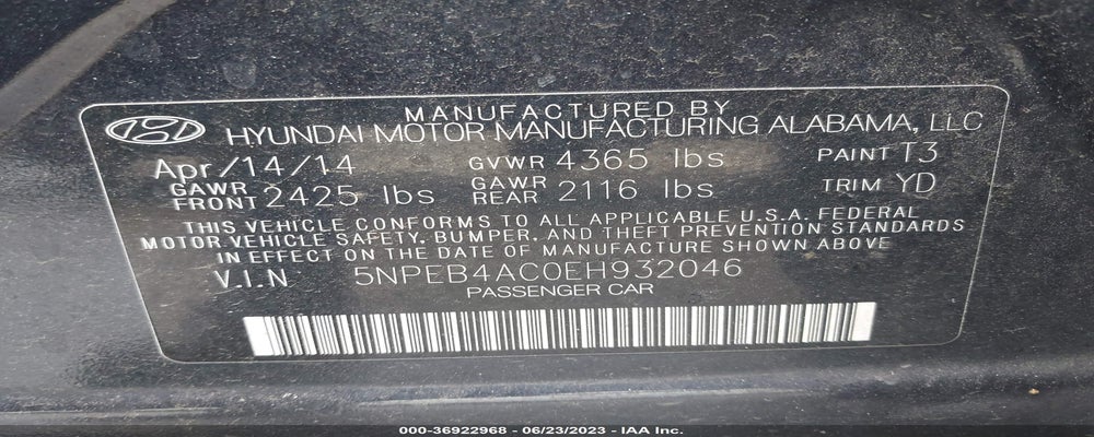 5NPEB4AC0EH932046 2014 HYUNDAI SONATA photo no. 9