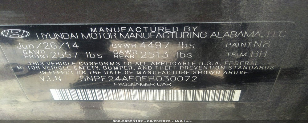 5NPE24AF0FH030072 2015 HYUNDAI SONATA photo no. 9
