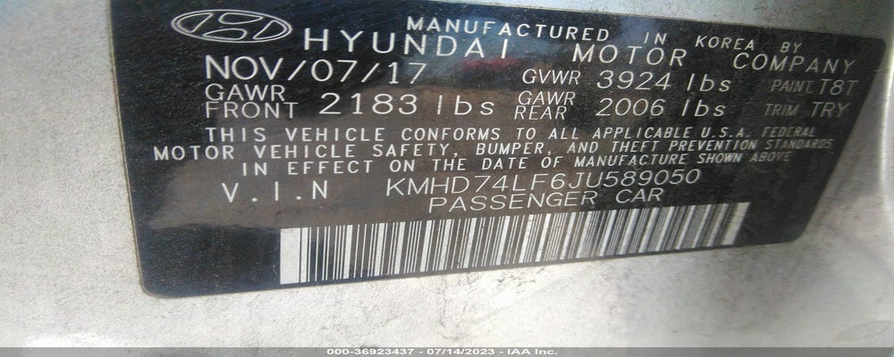KMHD74LF6JU589050 2018 HYUNDAI ELANTRA photo no. 9